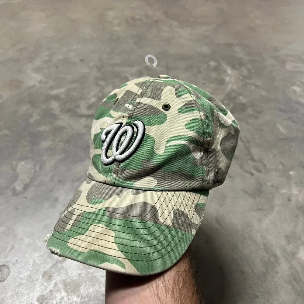 47 Brand Washington Nationals Camo Hat Womens MLB Baseball Cap Pink Distressed